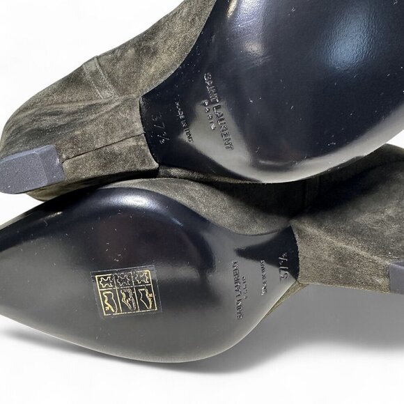 Saint Laurent Women's Liz 85 Luxor Suede Booties Sabble Brown EU 37.5 NIB - Picture 13 of 16